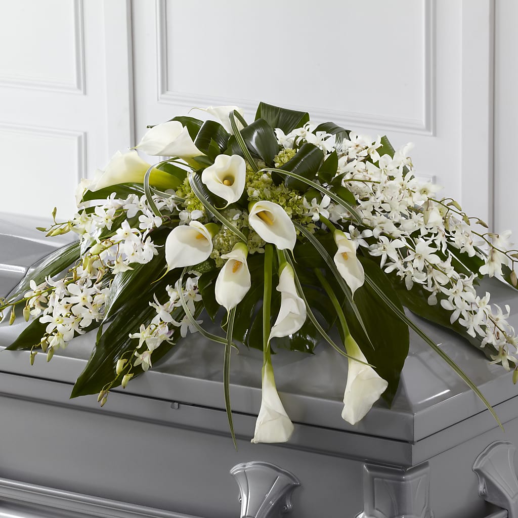 Angel Wings Casket Spray – CHARLIE'S FLOWERS & GOURMET BASKETS, Rahway NJ