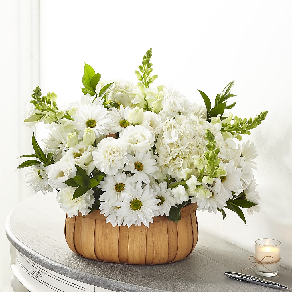 Pure Ivory Basket – CHARLIE'S FLOWERS & GOURMET BASKETS, Rahway NJ