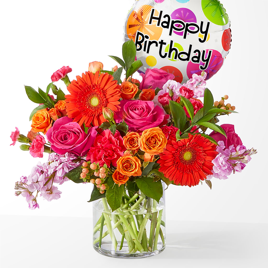 Fiesta Bouquet with Birthday Balloon