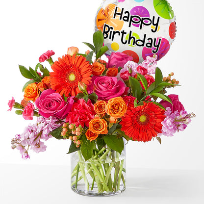 Fiesta Bouquet with Birthday Balloon