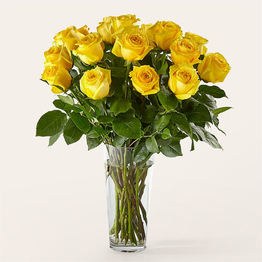 Long Stem Yellow Rose Bouquet – CHARLIE'S FLOWERS & GOURMET BASKETS, Rahway NJ