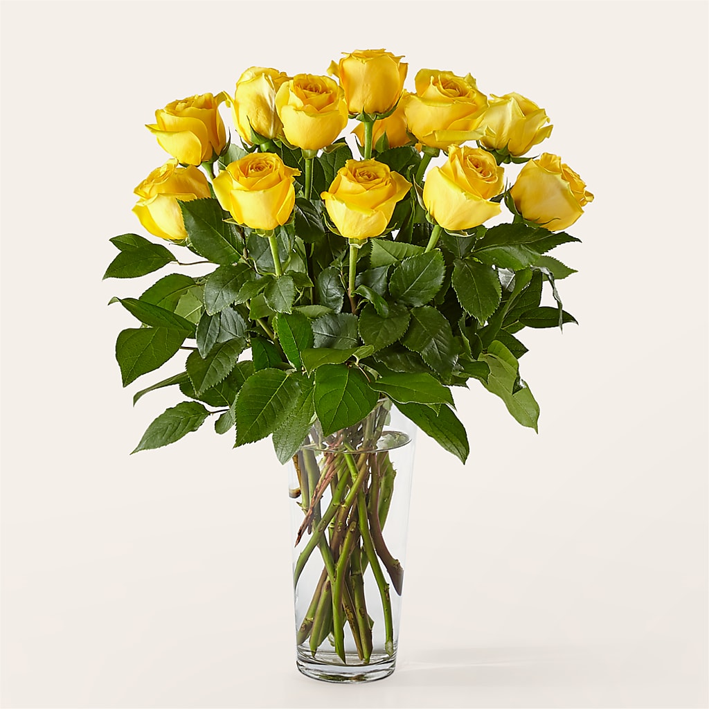 Long Stem Yellow Rose Bouquet – CHARLIE'S FLOWERS & GOURMET BASKETS, Rahway NJ