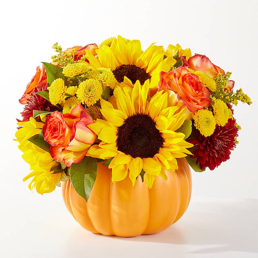 Golden Gourd Pumpkin Bouquet – CHARLIE'S FLOWERS & GOURMET BASKETS, Rahway NJ