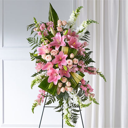 Elegant Embrace Standing Spray – CHARLIE'S FLOWERS & GOURMET BASKETS, Rahway NJ