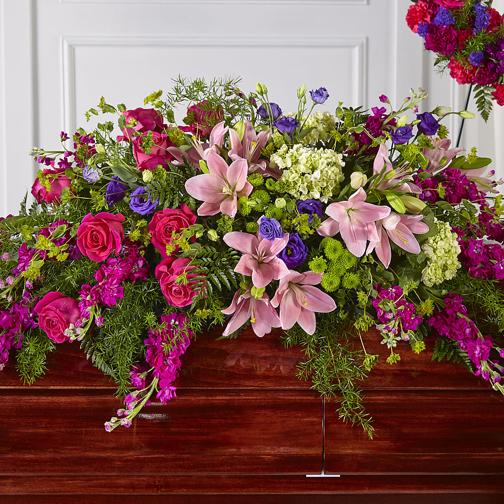Radiant Tribute Casket Spray – CHARLIE'S FLOWERS & GOURMET BASKETS, Rahway NJ