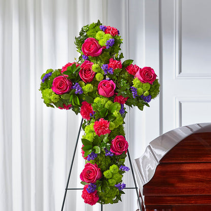 Tribute Rose Floral Cross – CHARLIE'S FLOWERS & GOURMET BASKETS, Rahway NJ