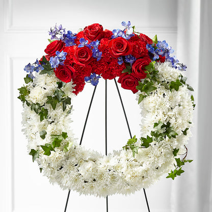 Patriotic Passion Wreath – CHARLIE'S FLOWERS & GOURMET BASKETS, Rahway NJ